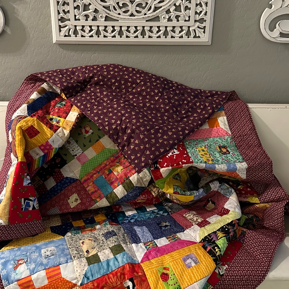 Handmade quilt, 86 x 52, vintage design - Picture 2 of 10